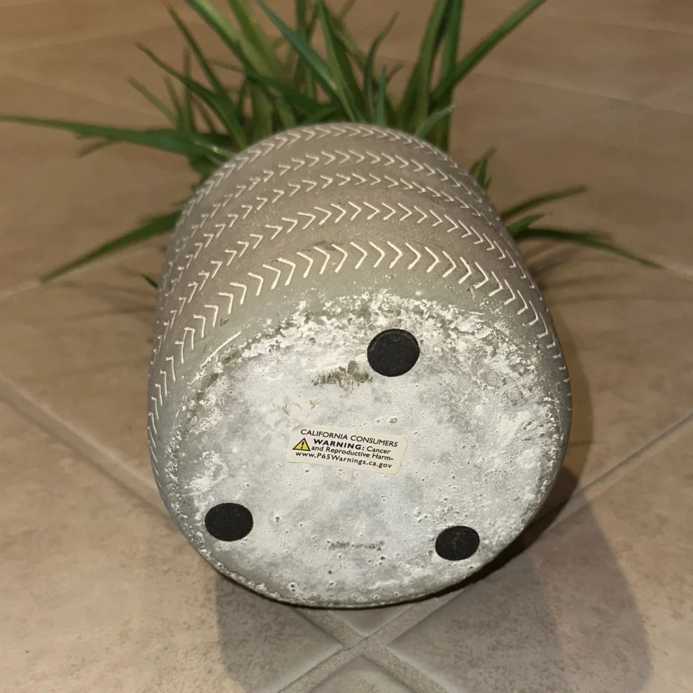 Lush Green Faux Plant in Textured Gray Pot